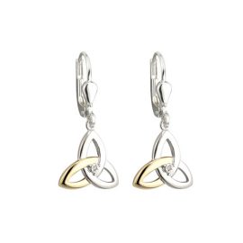 Trinity Knot Drop Earrings Diamond Accent SS 10kt Gold S33417