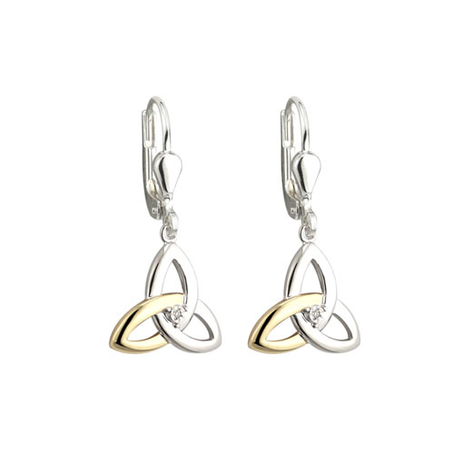Trinity Knot Drop Earrings Diamond Accent SS 10kt Gold S33417