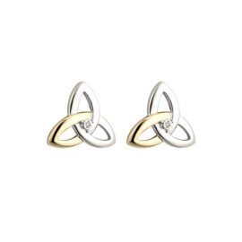 Trinity Knot Stud Earrings Diamond Accent SS 10kt Gold S33416