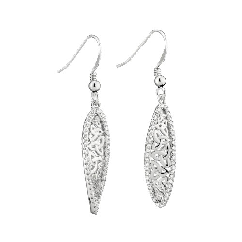 Trinity Knot Earrings with CZ Accent Sterling Silver S33949
